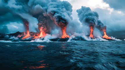 Wall Mural - ocean volcanic eruption 