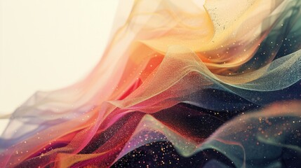 Fototapete - Flowing digital waves with glowing particles on a dark background. Abstract line art or digital wave with gradient colorful color flowing with background. Futuristic abstract concept. Energy. AIG51.