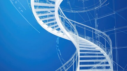 Poster - Sectional blueprint of staircase showing load paths, treads, and structural anchoring