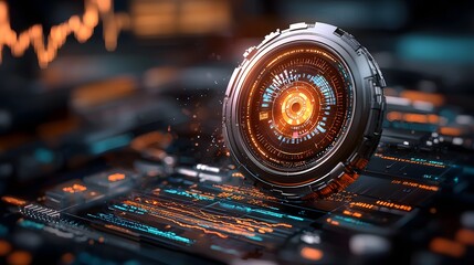 Poster - Abstract digital shield protecting against financial shockwaves and market crashes representing innovative risk mitigation and resilience in a dynamic economic landscape