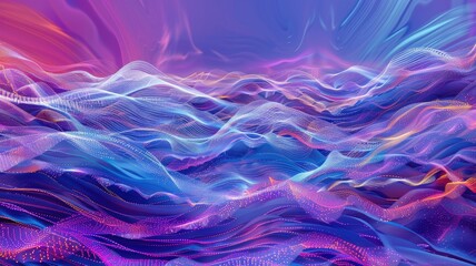 Leinwandbilder - Abstract picture micro light sparkling particle represent data flow. Vivid flowing wave with high tech texture, create digital effect scene perfect for energetic and fantasy wallpaper design. AIG53.