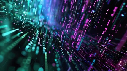 Leinwandbilder - abstract picture colorful electric particle with digital technology style design with the coding dat