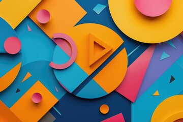 Poster - Abstract vibrant geometric fractal shapes on surface of contemporary design express scene of seamless patterns style. Arranging geometry scenery in pattern perfect for wallpaper and background. AIG51.