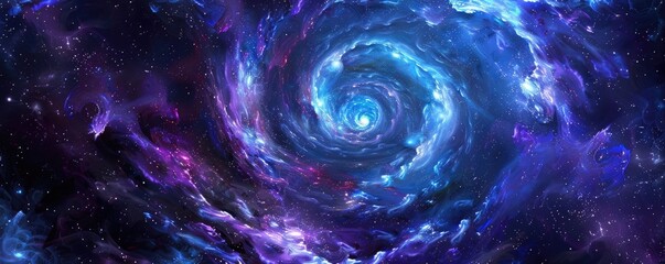 Poster - Galaxy scene of vibrant planet inside outer space orbit with vividness of light from nebula or star. Universe scenery with various celestial object of cosmos perfect for astronomy background. AIG61.