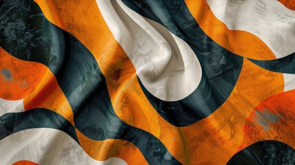 Fototapete - Abstract digital art with multicolored overlapping shapes. Digital artwork of overlapping curve wave with vibrant color. Technology innovation and design concept. Wallpaper, banner, and print. AIG53.