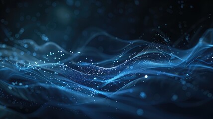 Leinwandbilder - Abstract picture micro light sparkling particle represent data flow vivid flowing wave with high tech background, create digital effect scene perfect for energetic and fantasy wallpaper design. AIG53.