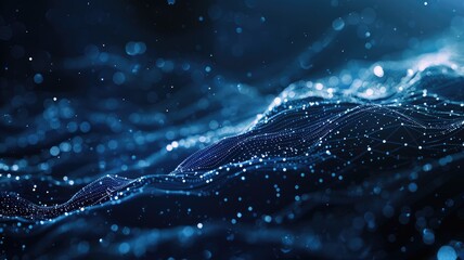 Leinwandbilder - Abstract picture micro light sparkling particle represent data flow vivid flowing wave with high tech background, create digital effect scene perfect for energetic and fantasy wallpaper design. AIG53.
