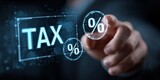 Navigating the World of Taxes: A close-up perspective highlights a finger interacting with a digital tax interface, emphasizing key financial concepts. 