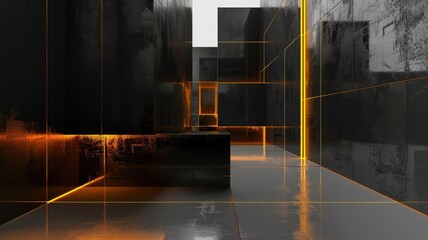 Aufkleber - Abstract picture of black and gold geometric texture graphic with elegant style design. Modern art present about the seamless pattern textiles perfect for creative background and wallpaper. AIG53.