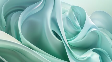 Poster - Abstract flowing shapes in soft teal tones. Background image of gradient green and blue mixing together with wave texture. Design for background and artistic compositions. Creative design. AIG51.