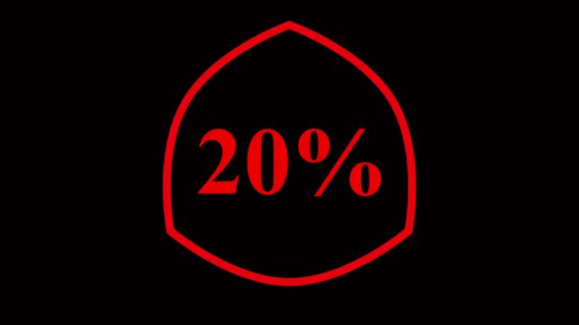 neon glowing text 20 number countdown icon on black background 4k animation. Neon number 20 with alpha channel, Energy red neon 20 number.