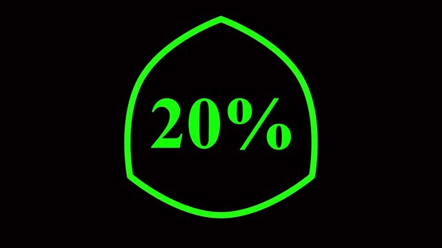 neon glowing text 20 number countdown icon on black background 4k animation. Neon number 20 with alpha channel, Energy red neon 20 number.