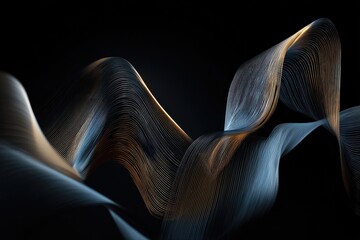 Aufkleber - Abstract curved lines elegantly flow on dark background art