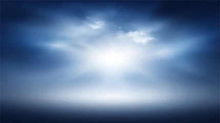 Wall Mural - a soft, ethereal light shines through misty clouds, creating a serene and dreamy blue atmosphere.