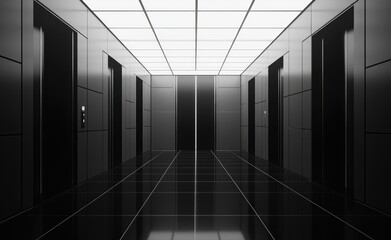  Modern, sleek elevator hall