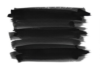 Poster - Black watercolor brush strokes create an abstract textured background on white paper