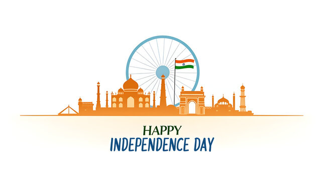 Happy Independence Day India Holiday Concept, Template  Backgrounds Poster Card, Indian Independent Day, Text Letters Typography Written Background 