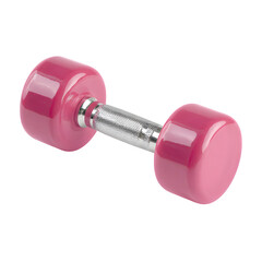 Aufkleber - Single pink rubber fitness dumbbell isolated on white background, detailed gym equipment photo, simple modern workout tool for healthy lifestyle concepts, version 5