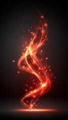 Poster - Abstract Swirling Red Particles on Dark Background, Festive Christmas Light Shine with Bokeh Effect