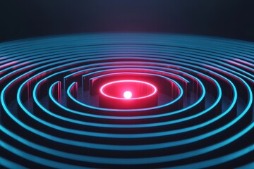 Fototapete - Business mindset with goals and focus concept. Abstract spiral pattern with glowing central sphere in vibrant colors.