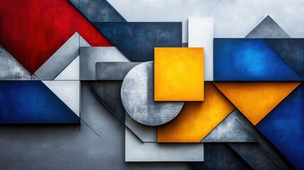 Poster - Bold shapes and striking colors create an energetic composition that captures attention. The interplay of angles and forms showcases a modern artistic expression in a dynamic arrangement