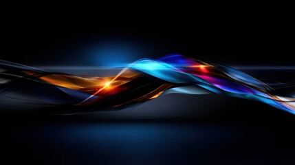 Poster - Bright, flowing waves of color intertwine against a dark backdrop, creating an energetic visual experience full of movement and vibrance at night