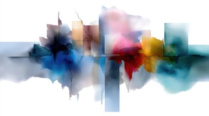 Poster - This artwork features an array of vibrant colors blending seamlessly, with reflections creating a dynamic visual experience. The modern composition invites a sense of tranquility and creativity