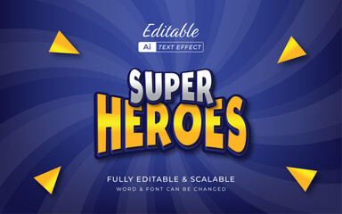 Poster - hero 3d text effect. super heroes fun banner