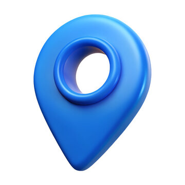 3d rendered blue location marker icon isolated on black background for digital design