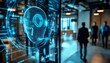 © aini - Holographic AI head on display in office