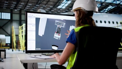 Leinwandbilder - Engineer Doing 3D CAD Model Design On Computer