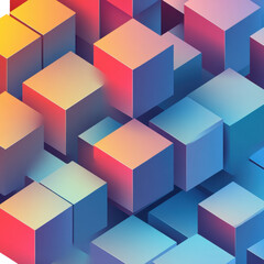 Poster - A mesmerizing isometric arrangement of cubes bathed in vibrant shifting on transparent background