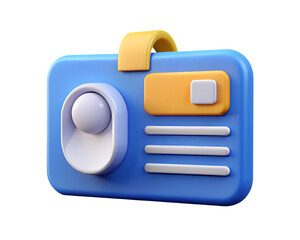 Poster - A vibrant and colorful high quality 3d rendering icon of an id card used for identification and access in a modern illustrative style