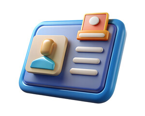 Poster - A high quality 3d rendering icon of an id card or badge featuring a stylized minimalist illustration.