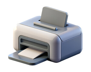 Poster - A high quality 3d rendering icon of a modern printer ejecting a printed document on a White background.