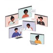 © Sejjil - Online meeting with diverse people isolated on white background. use cases: communication, education.