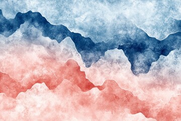 Poster - Soft Watercolor Waves in Sky Blue Blush and Coral Tones