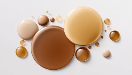 Aufkleber - Minimal liquid droplets in brown and tan tones are scattered across a clean, white background.