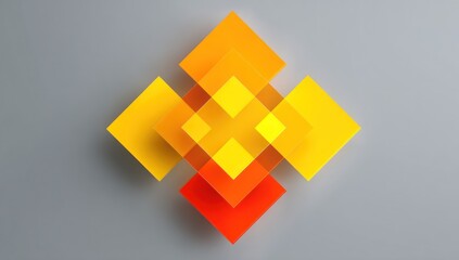 Aufkleber - Bright yellow and orange liquid squares create a smooth, symmetrical design on a gray backdrop.
