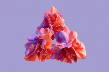 Aufkleber - Triangular fluid shapes in dark red and peach merge smoothly across a soft lavender backdrop.