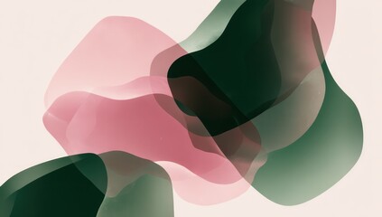 Aufkleber - Geometric fluid shapes in pink and green gently merge into a smooth pattern over a white background.