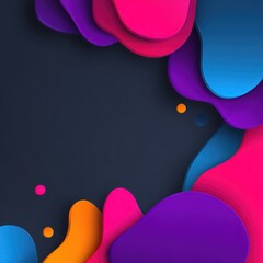 Aufkleber - Geometric liquid shapes in neon pink, blue, and orange create an electrifying pattern on a dark gray backdrop.