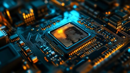 Poster - Close-Up View of a CMOS Semiconductor Sensor on a Circuit Board
