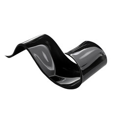 Poster - Fluid black metal ribbon dances gracefully in the void with liquid grace on transparent background