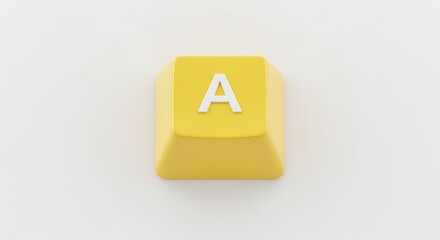 Poster - Yellow keyboard key A on white background