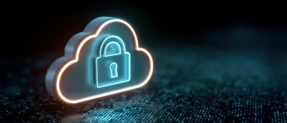 Poster - secure cloud storage neon light effect
