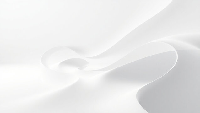 A stark and futuristic abstract composition set against a pristine, pure white 3D background