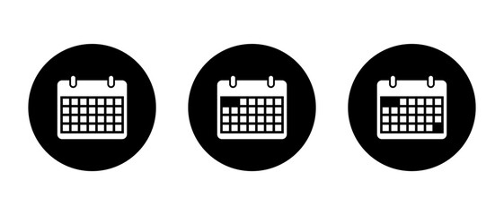 Poster - Calendar, date icon on black circle. Event reminder sign symbol