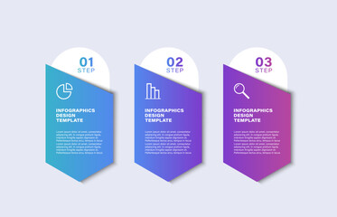 Poster - Three Steps Minimalistic Infographic Design. Business and Marketing Template for Presentations or Reports
