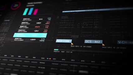 Leinwandbilder - Dynamic data visuals for business info graphics, animated charts, and data-driven insights for a business meeting mock-up. Explore the world of trading, stock exchanges, and crypto